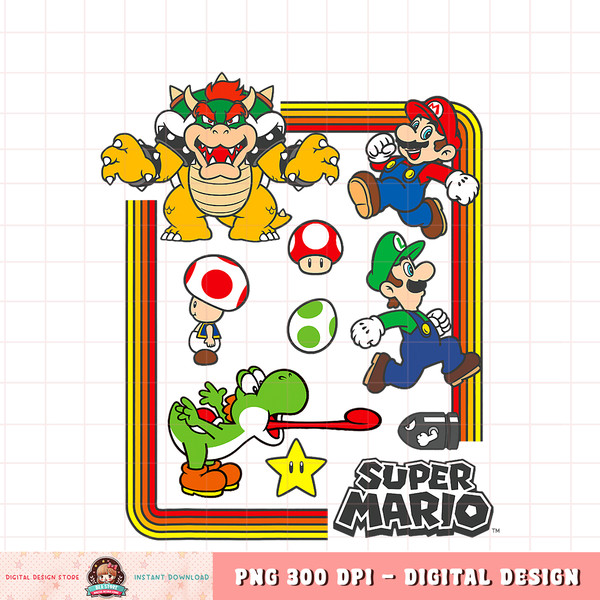Super Mario Retro Group Shot Portrait Graphic png, digital download, instant png, digital download, instant .jpg