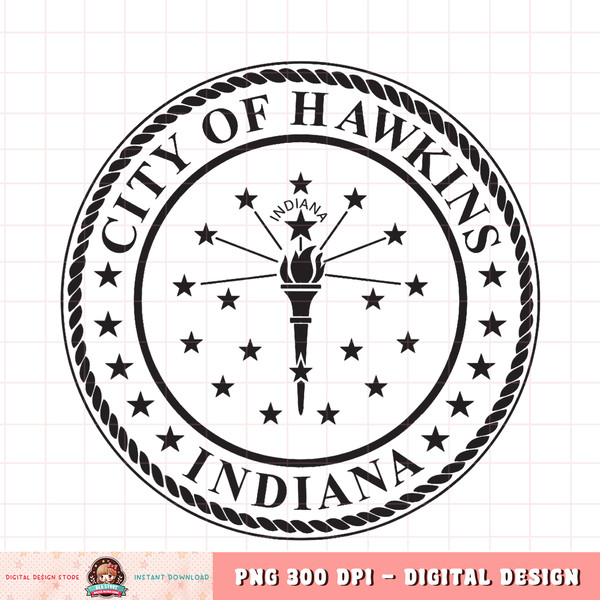 Netflix Stranger Things City Of Hawkins Indiana Seal T-Shirt copy.jpg