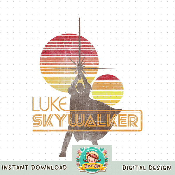 Star Wars Retro Luke Skywalker Silhouette Suns png, digital download, instant png, digital download, instant .jpg