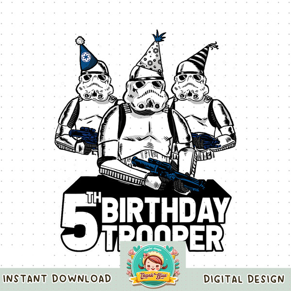Star Wars Stormtrooper Party Hats Trio 5th Birthday Trooper png, digital download, instant .jpg