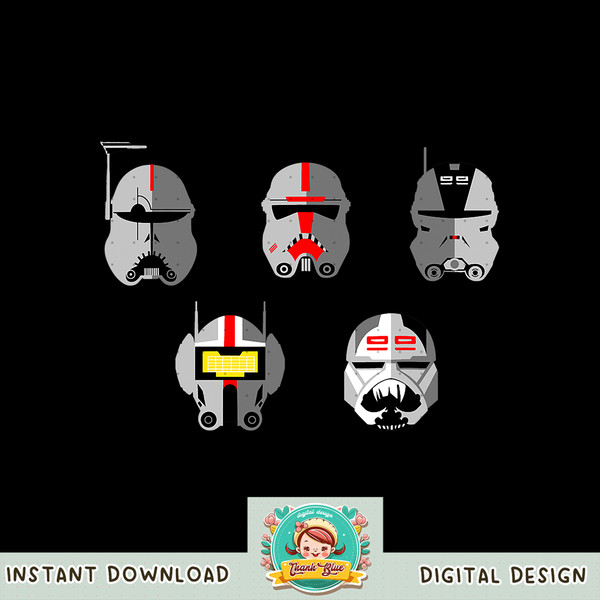Star Wars The Bad Batch Clone Force 99 Helmets png, digital download, instant .jpg