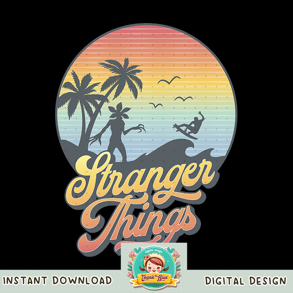 Stranger Things 4 Demogorgon Silhouette Sunset png, digital download, instant .jpg