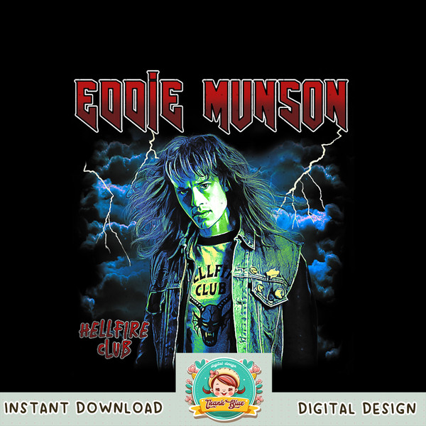 Stranger Things 4 Eddie Munson Lightning Clouds Poster png, digital download, instant .jpg