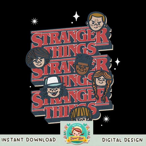 Stranger Things 4 Group Shot Comic Heads png, digital download, instant .jpg