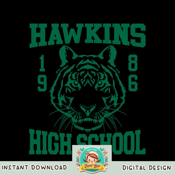 Stranger Things 4 Hawkins High School Green Logo png, digital download, instant .jpg
