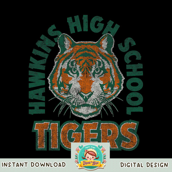 Stranger Things 4 Hawkins Tigers Faded Logo png, digital download, instant .jpg