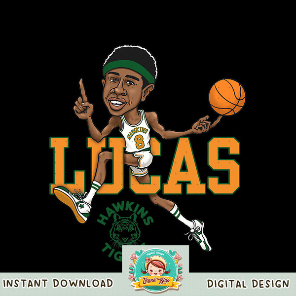 Stranger Things 4 Lucas Basketball Cartoon png, digital download, instant .jpg