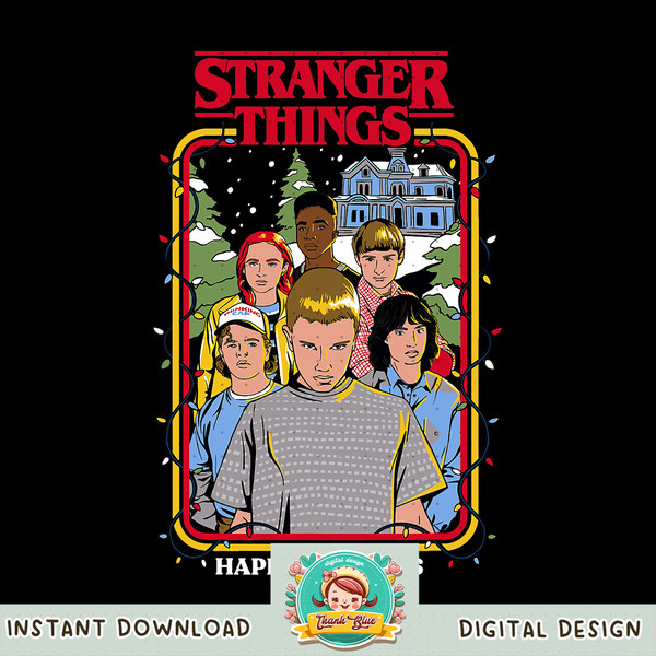 Stranger Things Christmas Happy Holidays Group Sketch png, digital download, instant .jpg