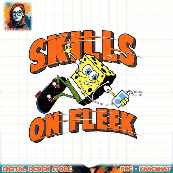 Spongebob SquarePants Skateboarding Skills On Fleek png, digital download, instant .jpg
