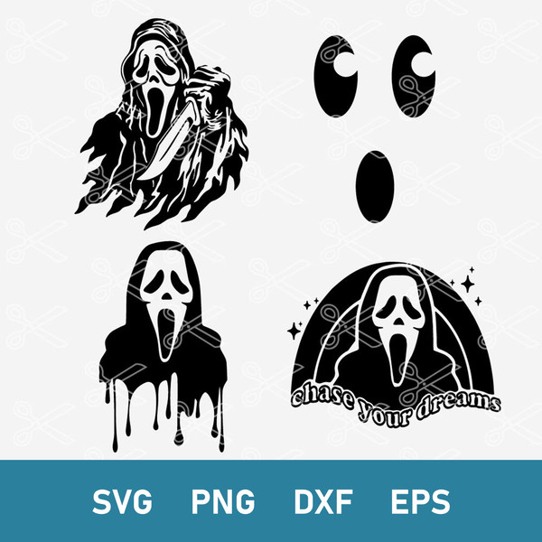 Scream Svg, Ghost Face Svg, Horror Characters Svg, Halloween Svg, Png Dxf Eps Digital File.jpeg