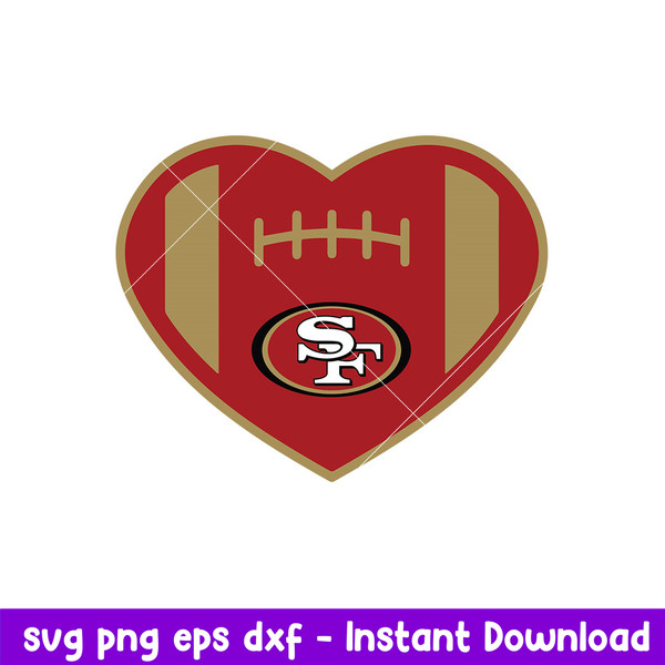 Heart San Francisco 49ers Football Svg, San Francisco 49ers Svg, NFL Svg, Png Dxf Eps Digital File.jpeg