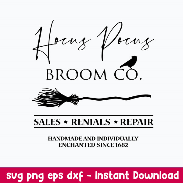Hocus Pocus Broom Co Sales Rentals Repair Svg, Hocus Pocus Svg, Png Dxf Eps File.jpeg