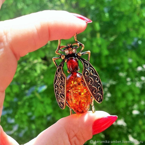 Beetle Brooch Insect Jewelry Gift for Women Men Amber Summer Nature Jewelry Bug Brooch pin Vintage Orange Gold Antique.jpg