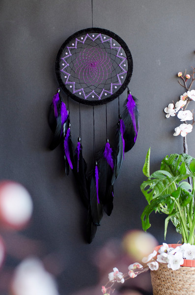 handmade black purple dreamcatcher 20cm 9.jpg
