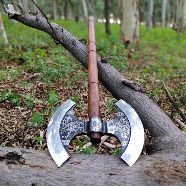Double Head Axe Handmade Medieval Viking Axe (4).jpg