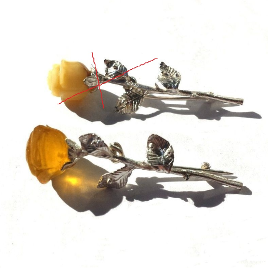 Small Yellow Rose Flower Brooch Handmade Jewelry for Women Amber Rose brooch pin silver color on dress.jpg