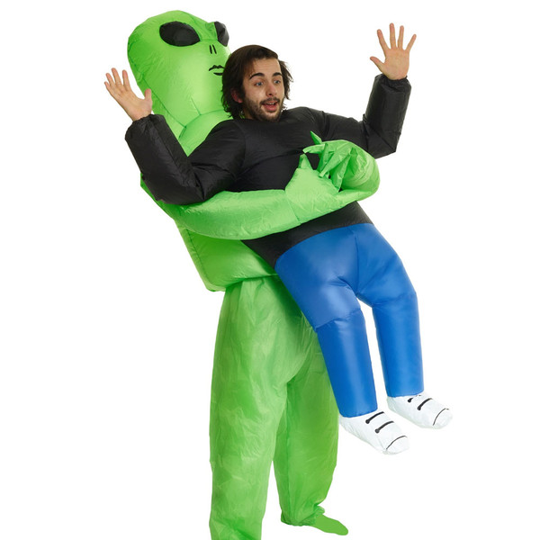 Funny Green Alien Carrying Human Costume - Inspire Uplift