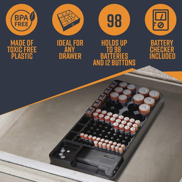 Battery Storage Organizer with Tester - Inspire Uplift