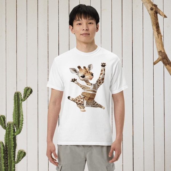 Giraffe Beautiful giraffe dancing Unisex garment-dyed heavyweight t-shirt