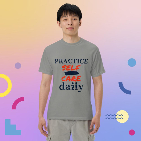 Mental health, Practice self-care daily, retro mental health Unisex garment-dyed heavyweight t-shirt