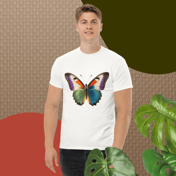 Monarch butterfly graphic print design illustration monarch Butterfly motif Бабочка-монарх Monarque papillon Men's classic tee