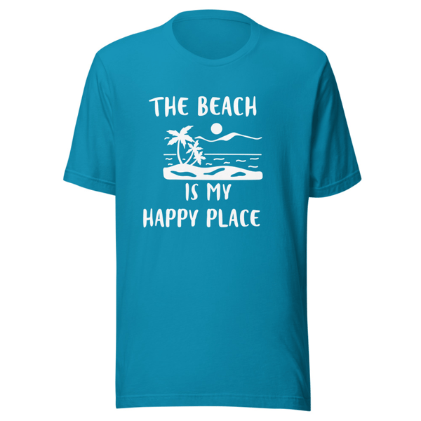 Unisex 'The Beach is My Happy Place' Printed T-Shirt in Variety of Bright Colors
