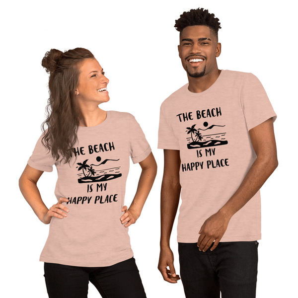 'The Beach is My Happy Place' Printed T-Shirt in Variety of Pastel Colors