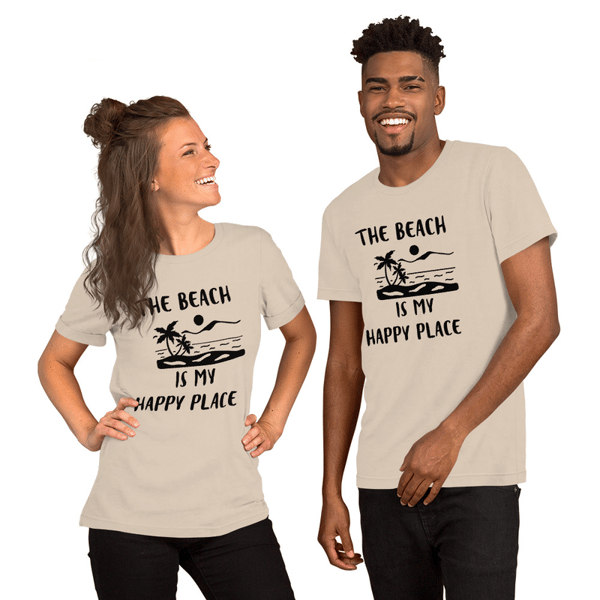 'The Beach is My Happy Place' Printed T-Shirt in Variety of Pastel Colors