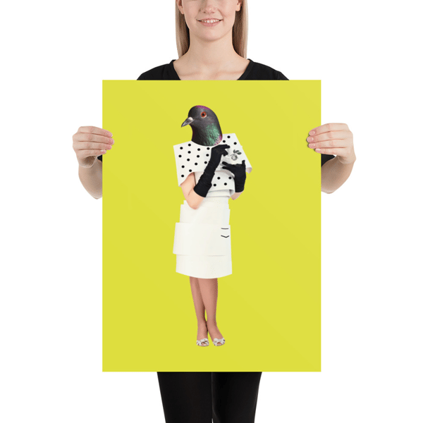 Pigeon Woman Surreal Poster