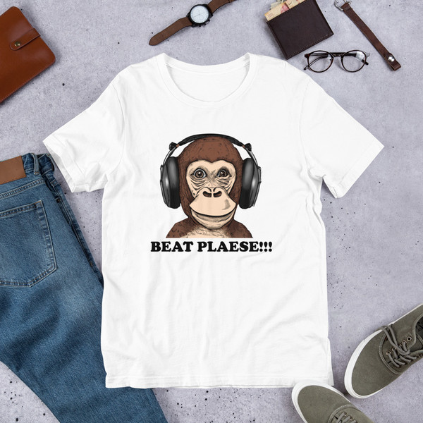 Beat Please!!! Monkey in Headphones Unisex t-shirt