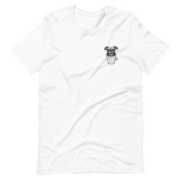 Pug Dog and Coffee Unisex t-shirt