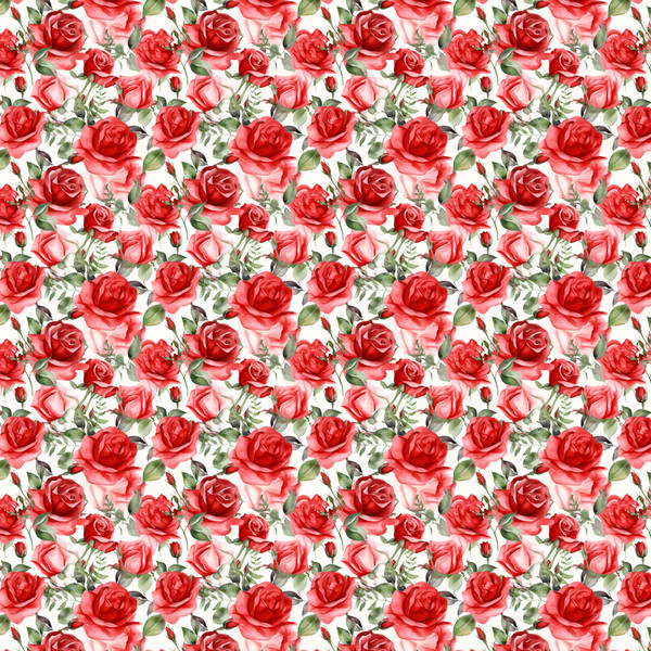Red Rose Flowers Seamless Pattern Skater Dress