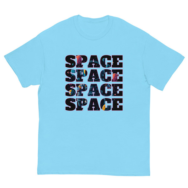 Space Inscription Astronaut With Balloons in Space Men's classic tee