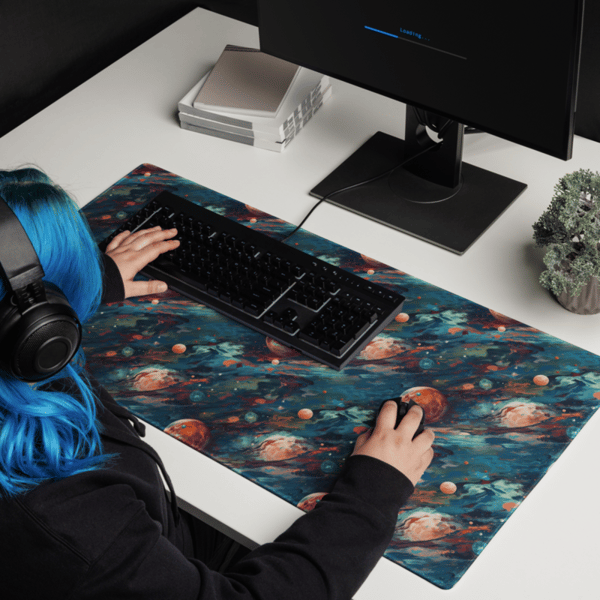 Watercolor Outer Space Planets Galaxy Pattern Gaming mouse pad