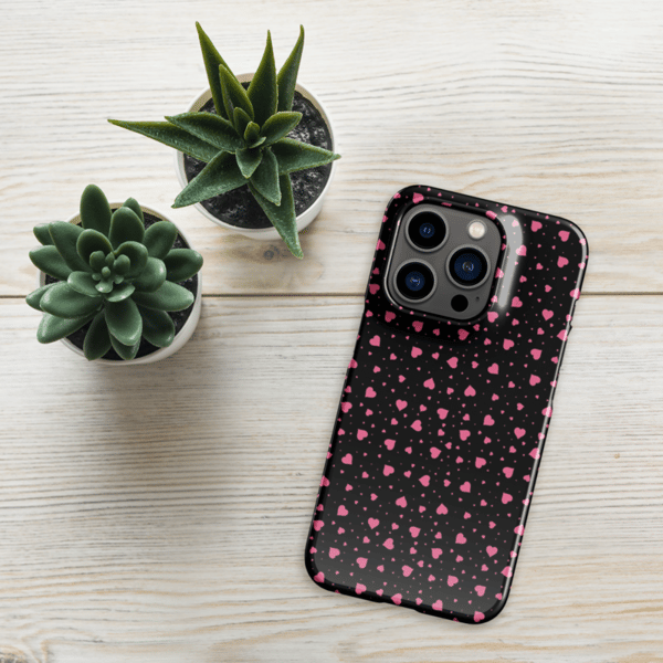 Pink Hearts on the Black Background Snap case for iPhone®