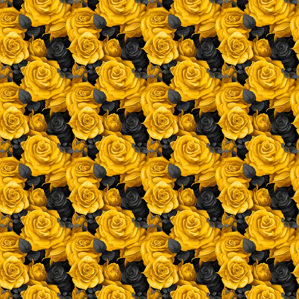 Yellow and Black Rose Flowers Seamless Pattern Padded Sports Bra
