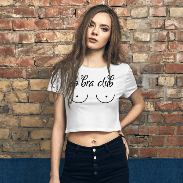 No Bra Club Funny Women's Crop Tee - Inspire Uplift