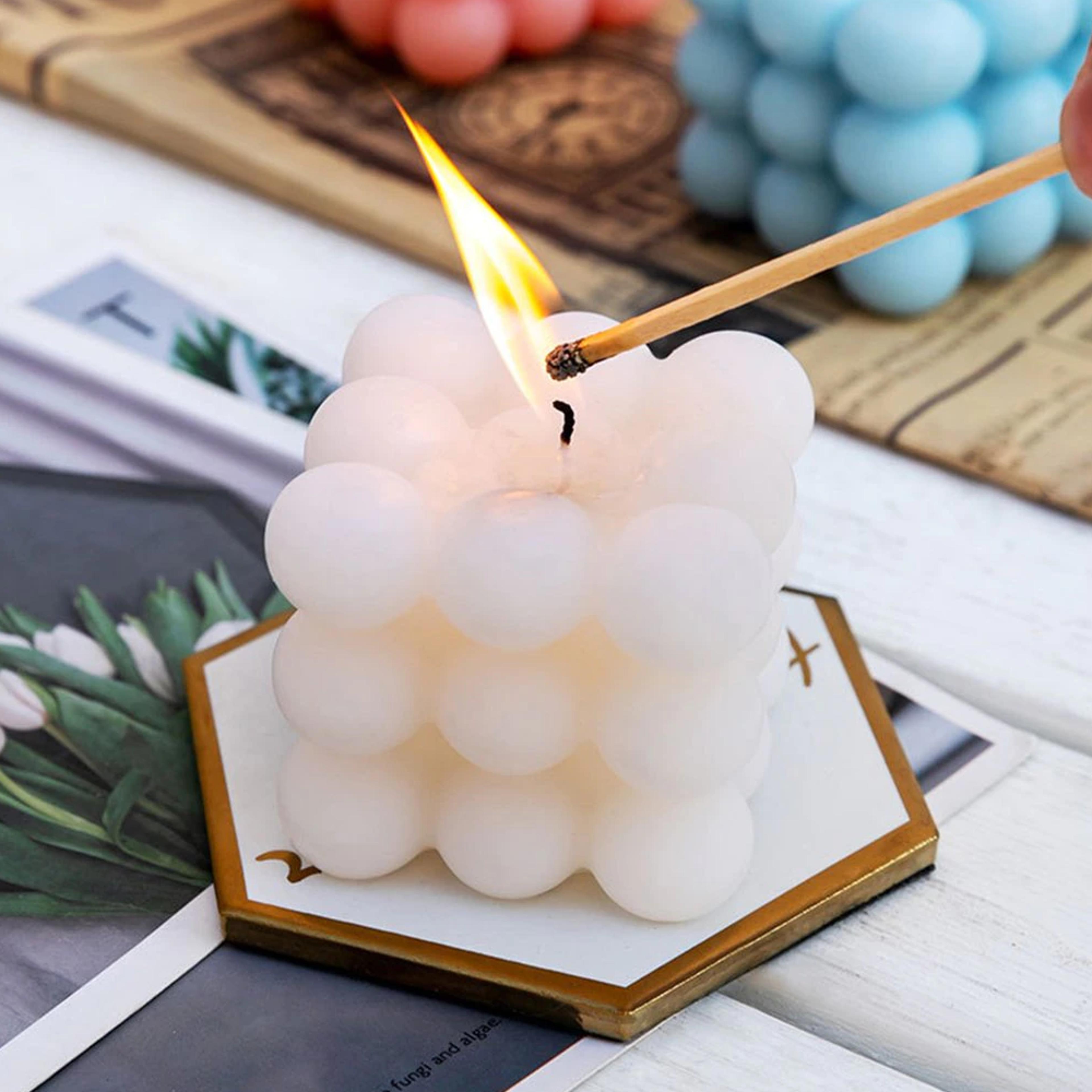 scented cube bubble candle for destressing