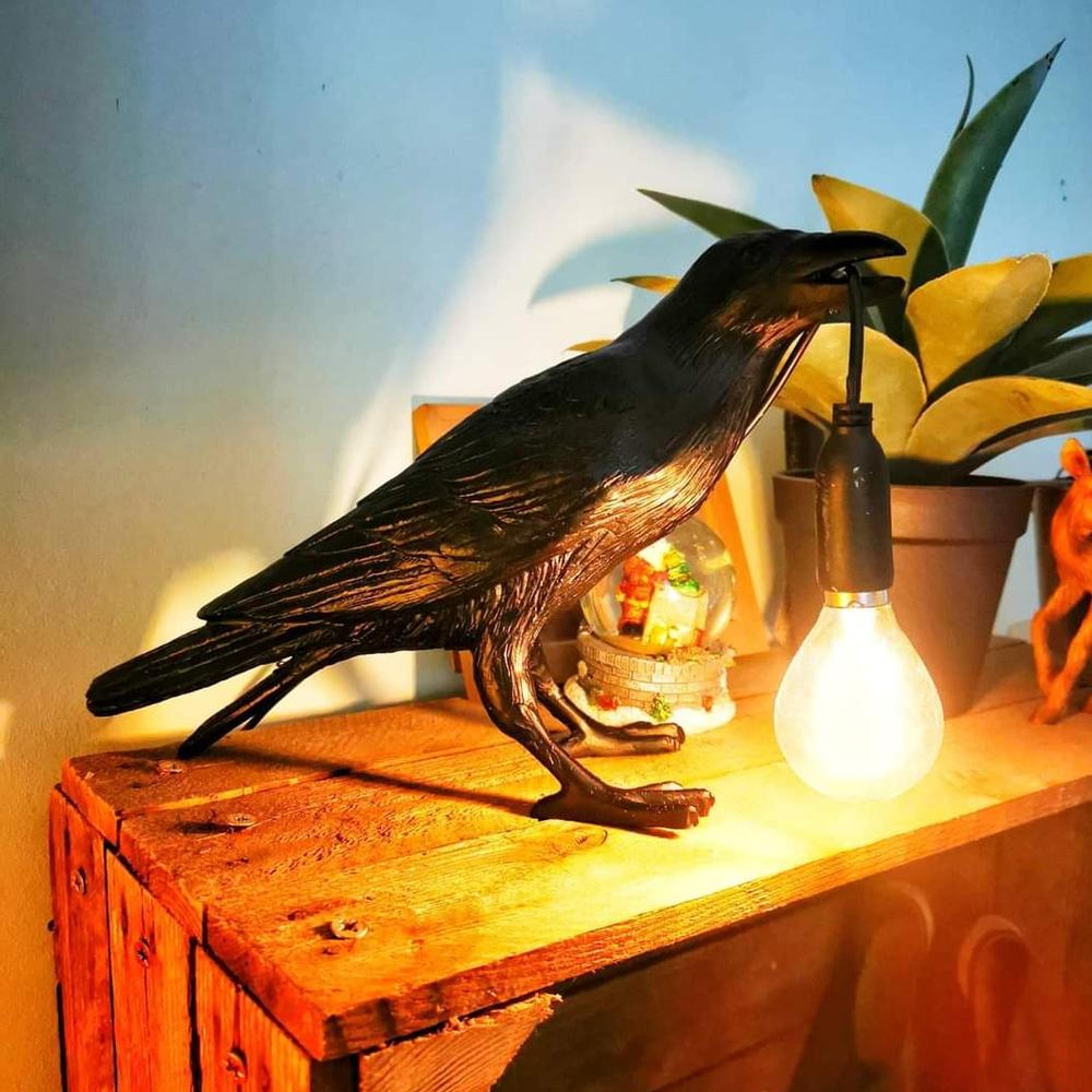 stylish & fun black raven bird crow lamp