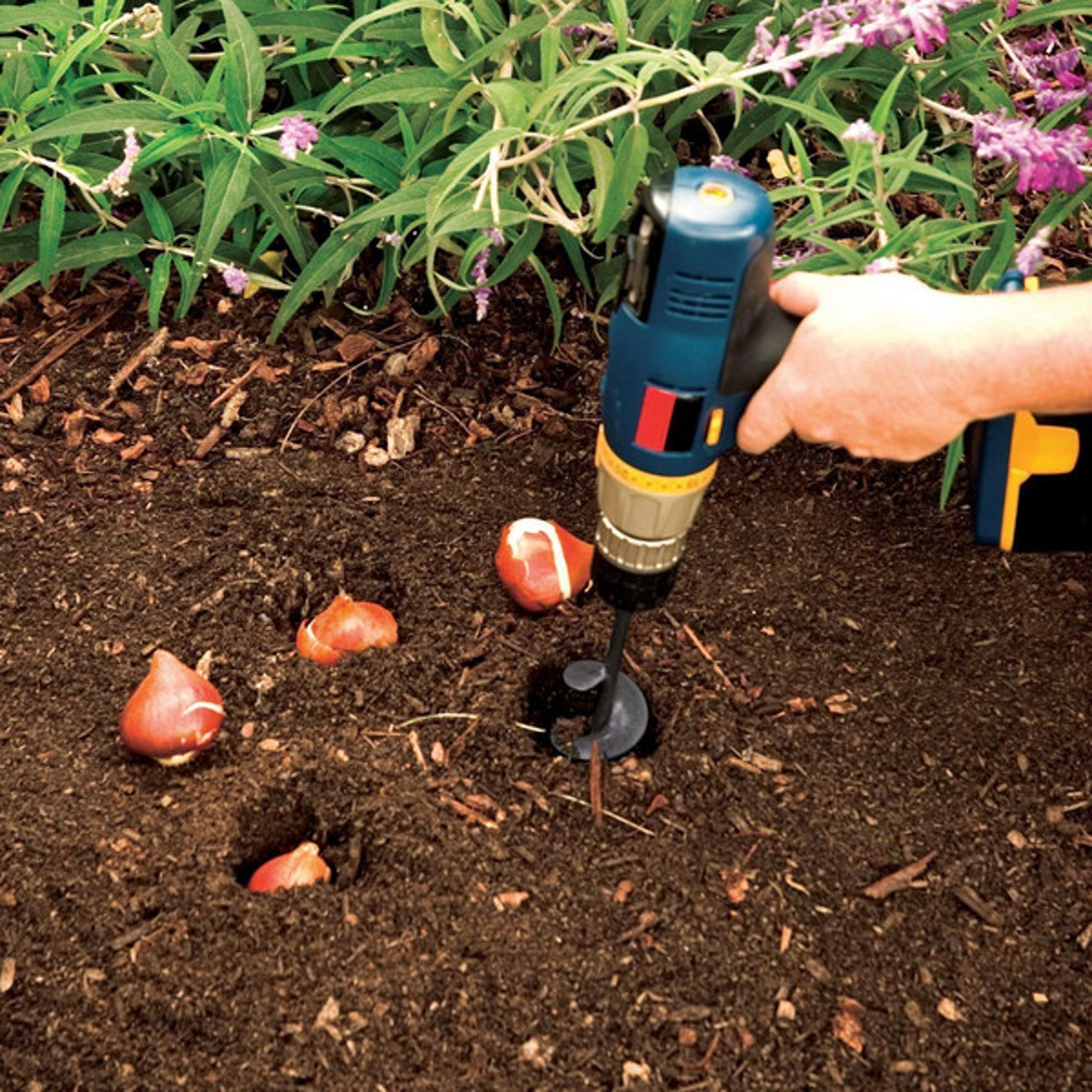 garden spiral hole drill planter - high strength steel, fits any 3/8" drill, hex shank for efficient planting