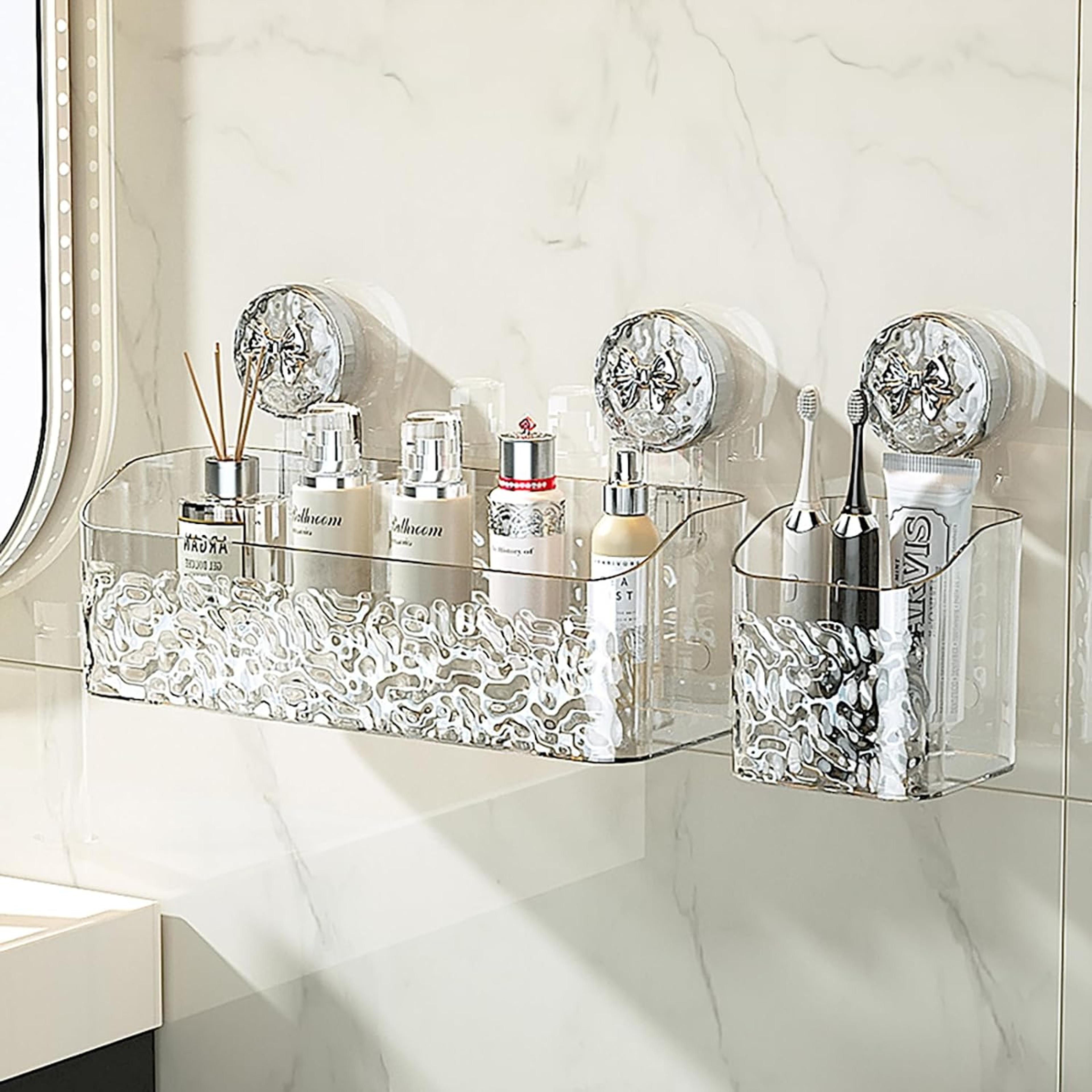 light luxury style glacier pattern suction cup shelf