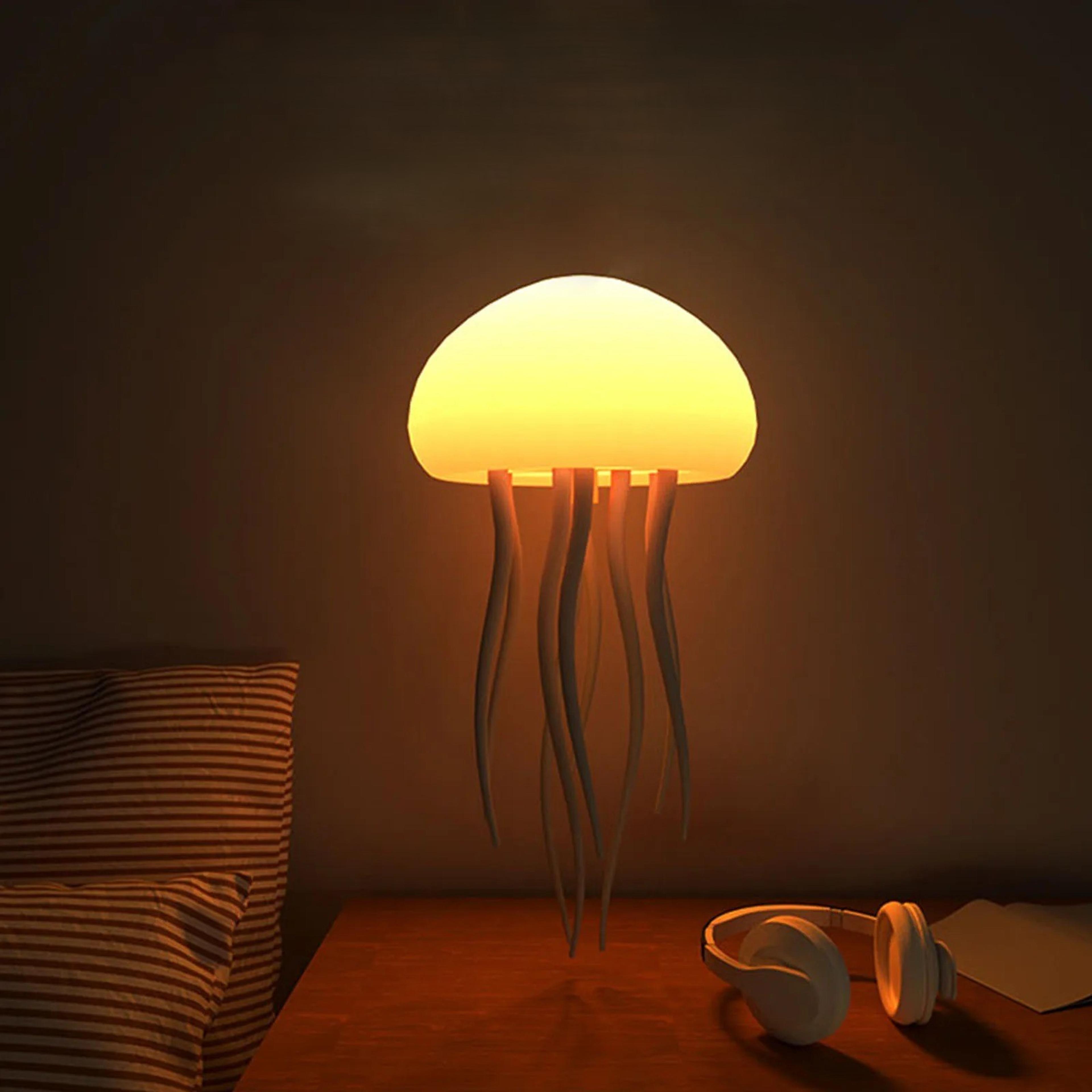 elegant rotating jellyfish led lamp with warm & color gradient lights