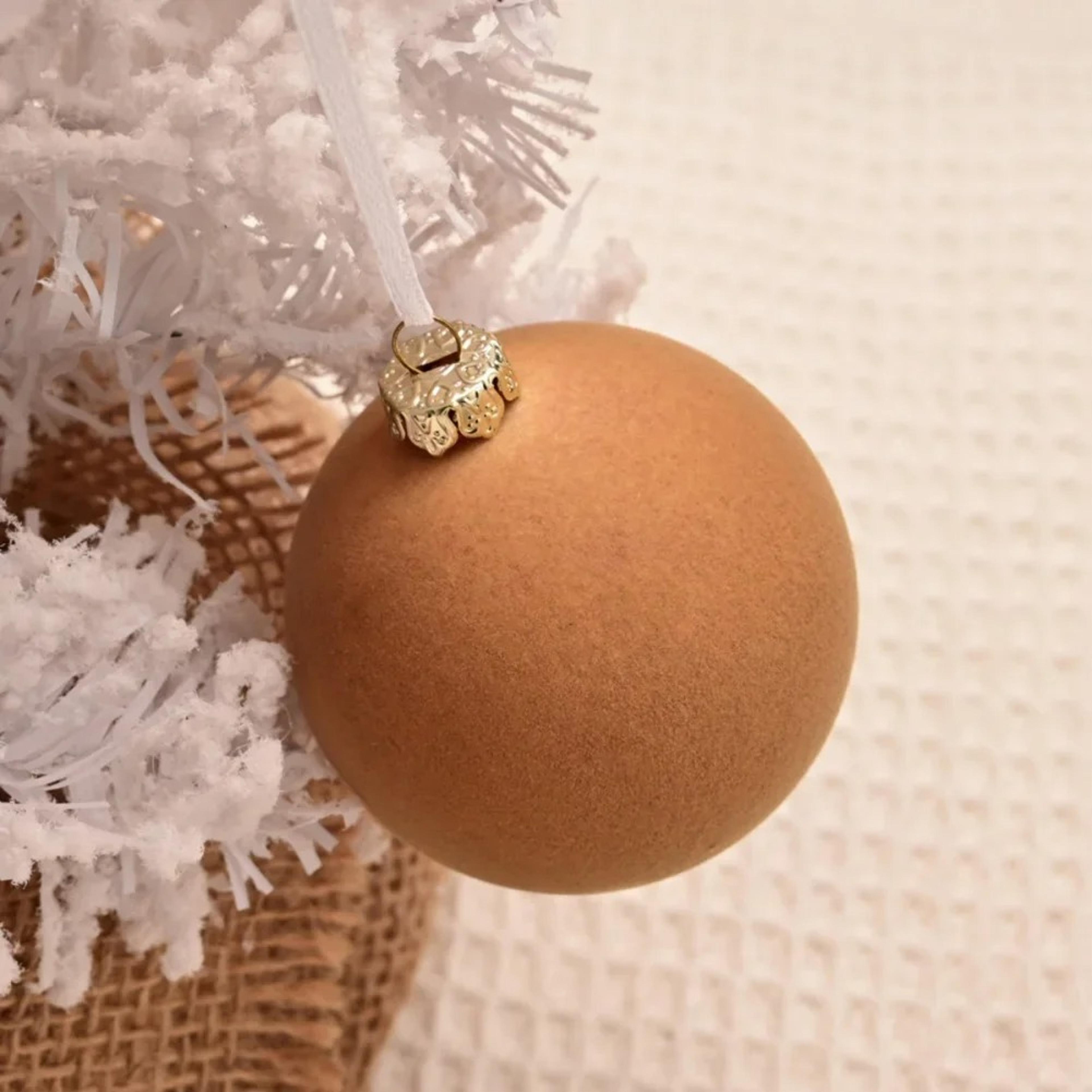 12-pack velvet flocked christmas tree ornaments – elegant plush hanging balls for holiday decor & party decorations