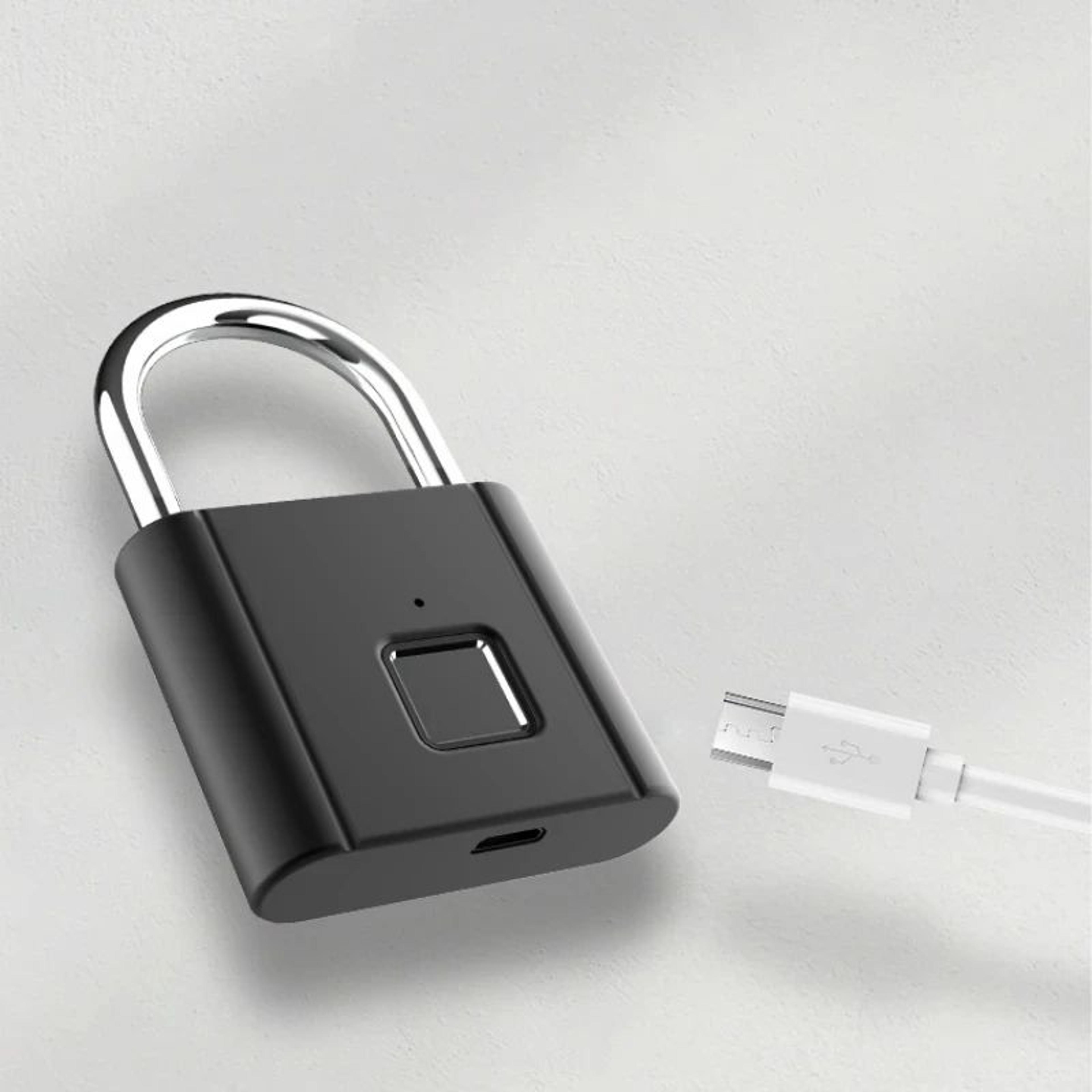 smart fingerprint padlock, waterproof, biometric, keyless & rechargeable security lock