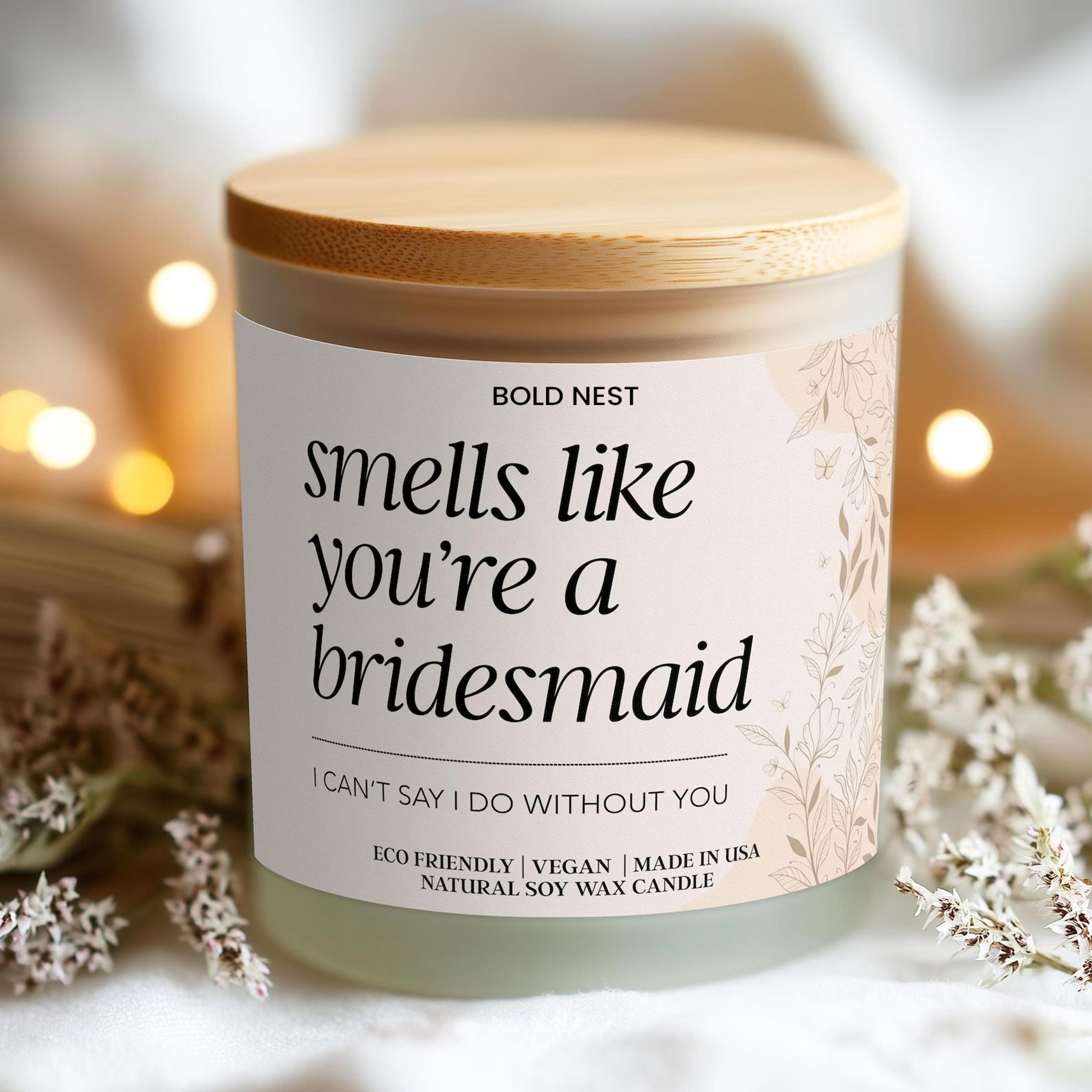 bridesmaid proposal candle gift – personalized bridesmaid box idea, custom bridal party scented candle