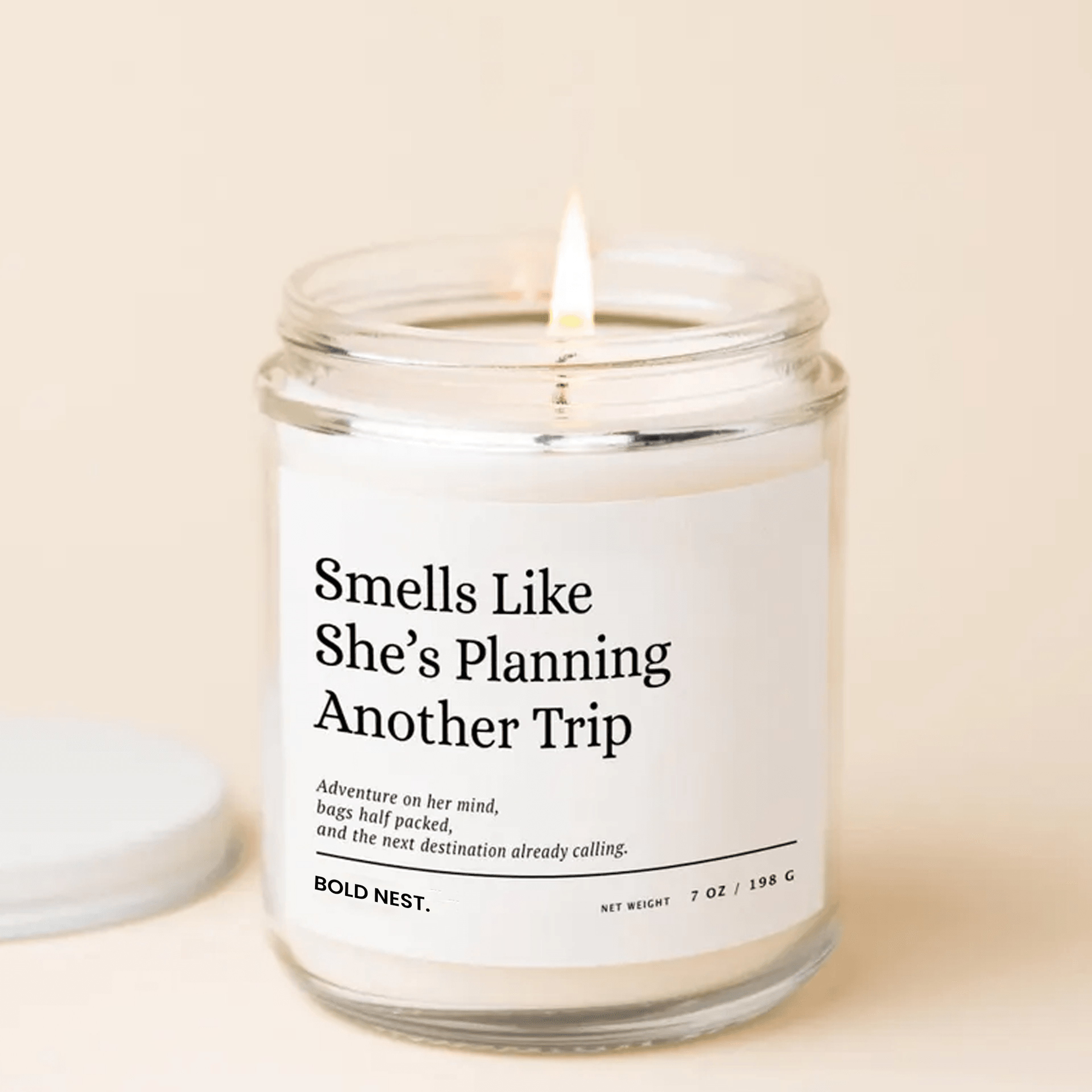 travel lover gift shes planning another trip candle, wanderlust scented candle, funny travel gift, vacation escape