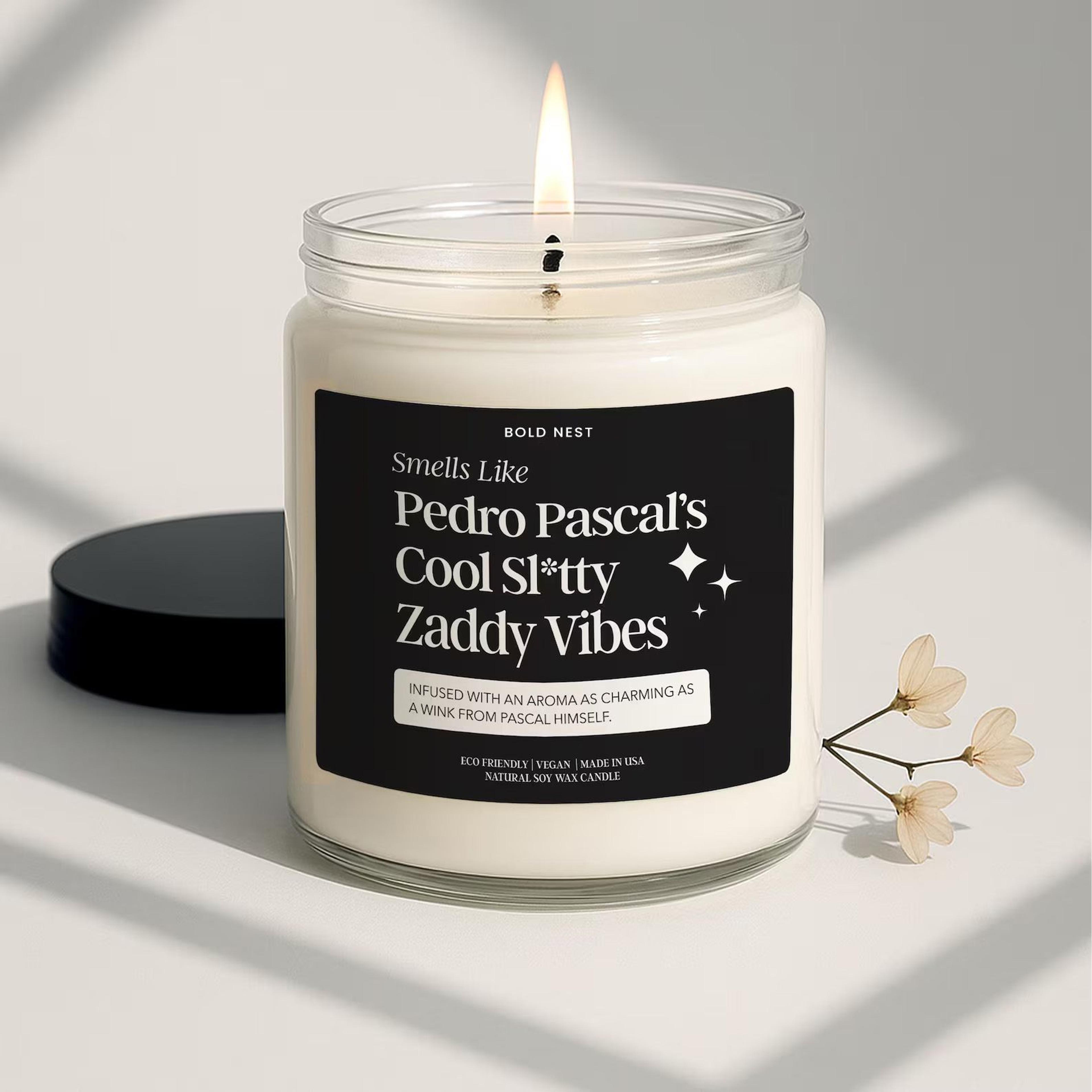 smells like pedro pascal candle celebrity funny inspired gift candle for fans