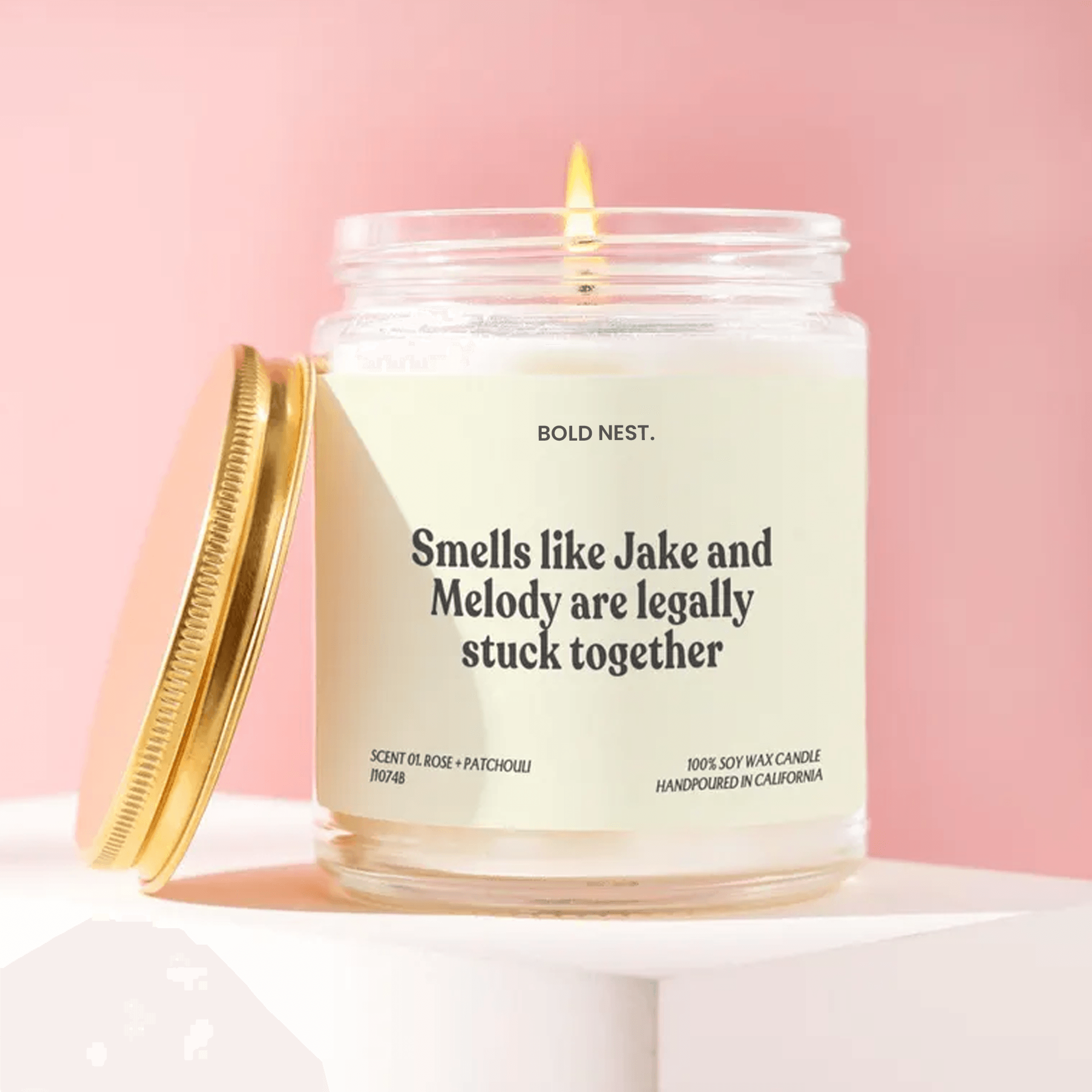 funny wedding candle gift for couple, newlywed humor candle, personalized marriage gift, custom name candle, engagement