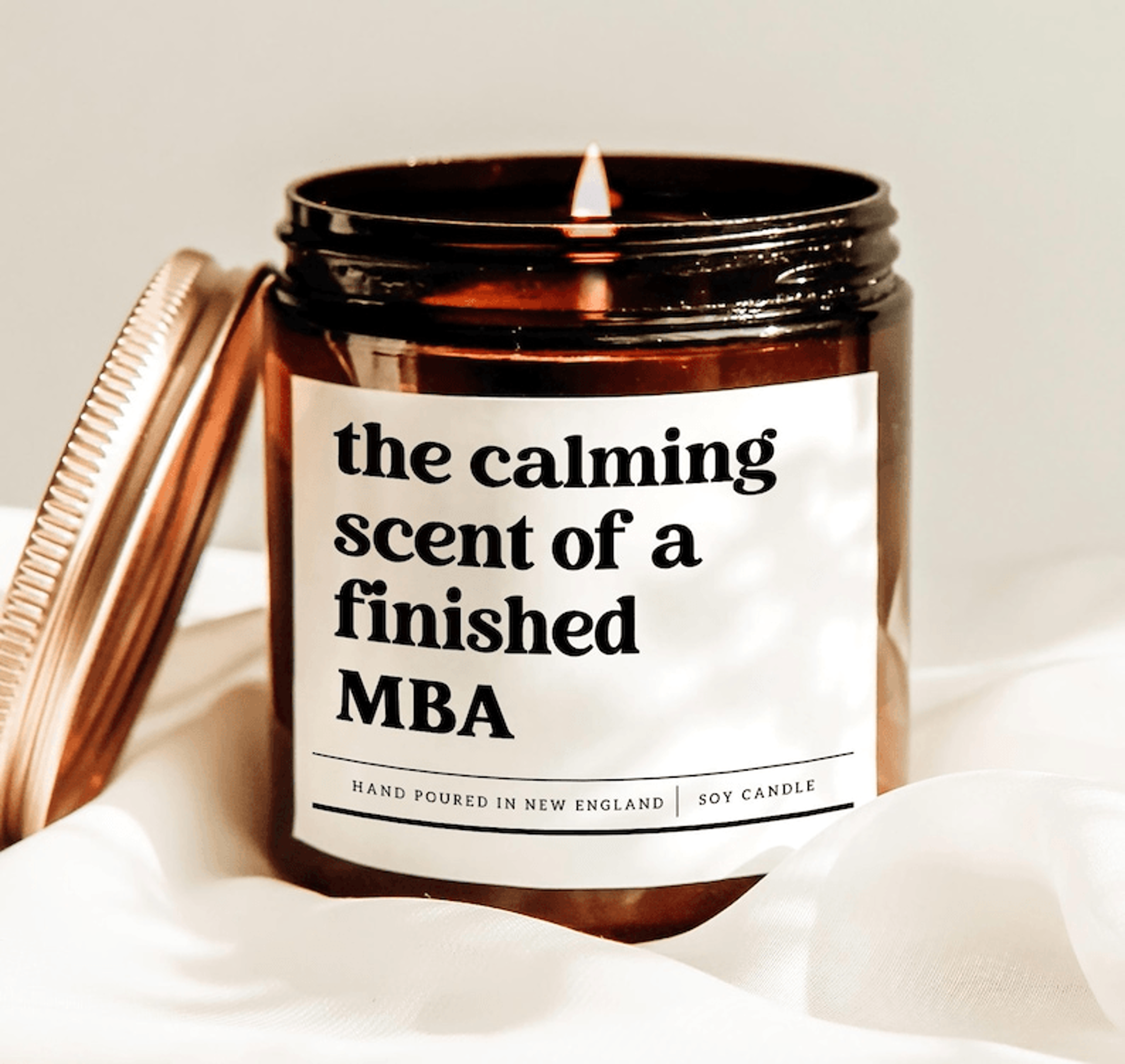 mba graduation candle, finished mba candle gift, funny mba graduate candle, business school gift