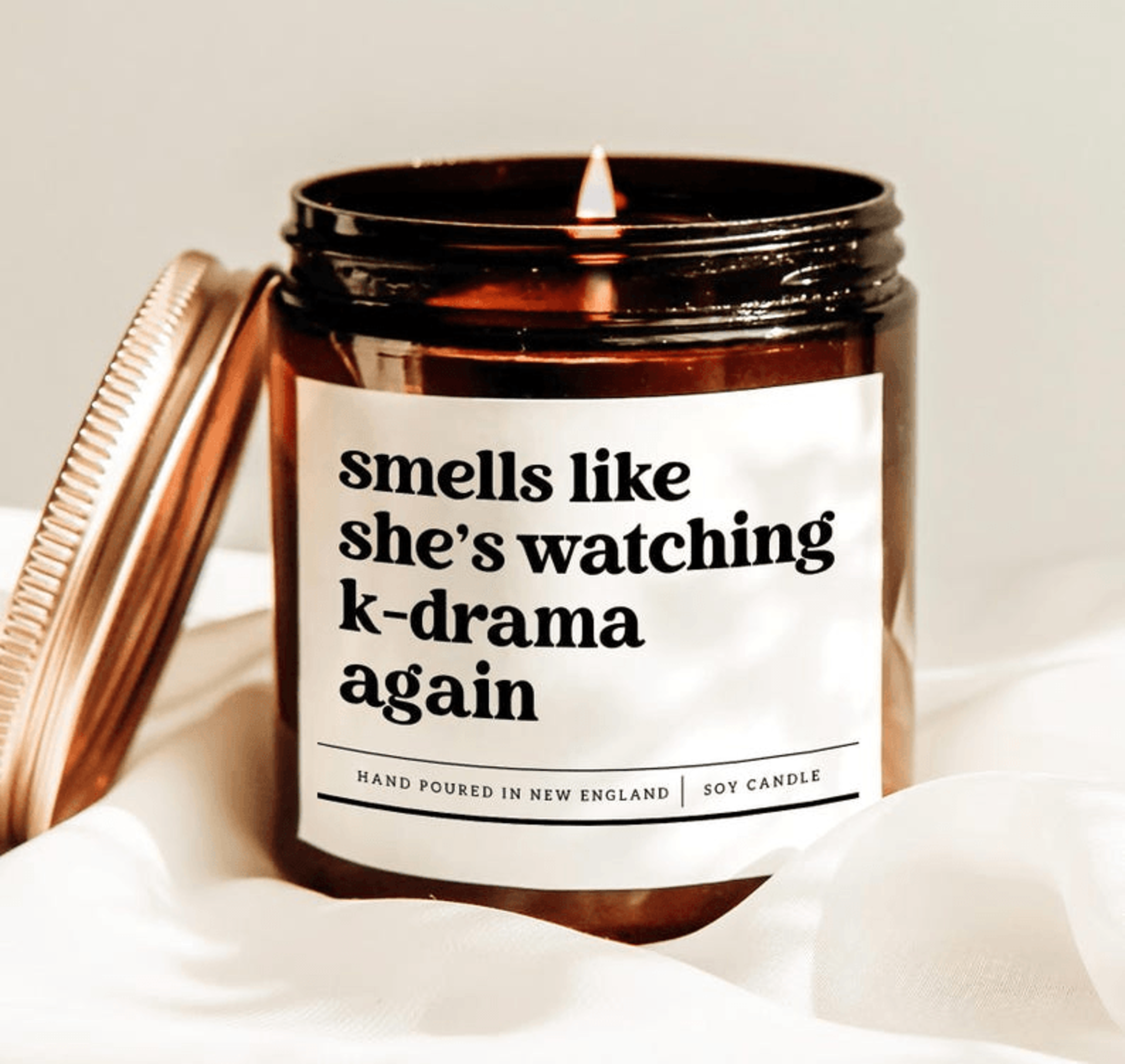 funny k drama candle, kdrama lover gift, korean drama candle, netflix binge watching gift candle